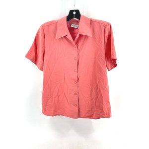 Laura Gayle Women's Short Sleeve Collared Button Blouse Top Orange 6 Petite